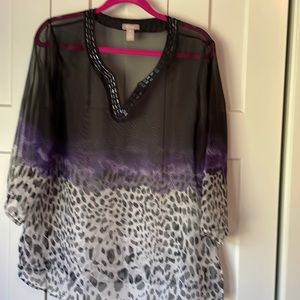 Chicos sheer leopard print top